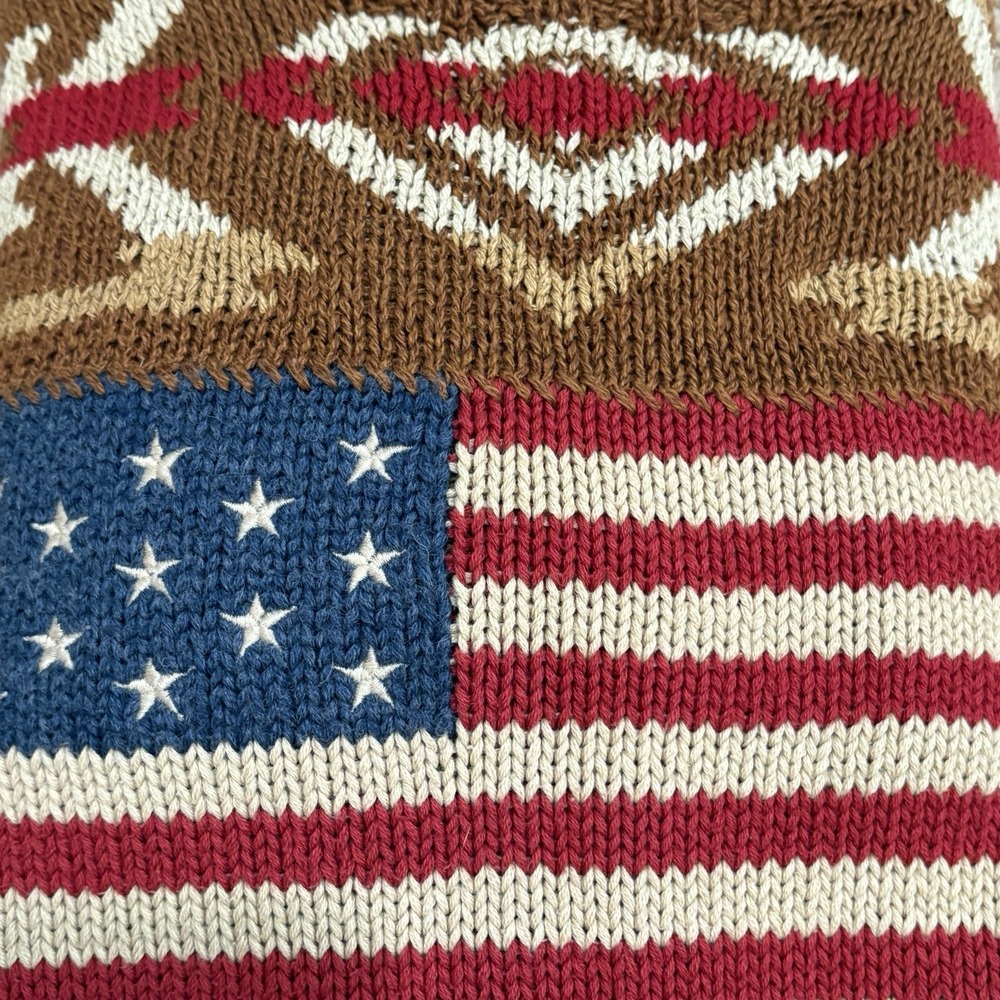 Vintage Polo Ralph Lauren Aztec American Flag Sweater Mens Large Cotton Knit - Picture 8 of 8
